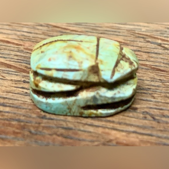 Vintage Hand Carved Egyptian Scarab Beetle Jewelry Bead - Picture 1 of 15
